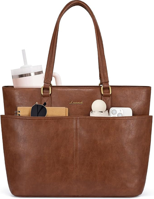 Women’s Vegan Leather Work Tote Bag with Laptop Compartments