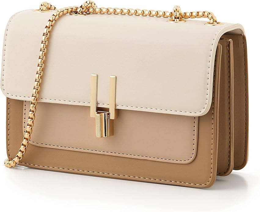 Women’s Color Block Crossbody Bag – Faux Leather Shoulder Purse