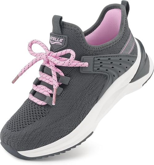 Girls’ Slip-On Running Shoes – Breathable Cushioned Athletic Sneakers